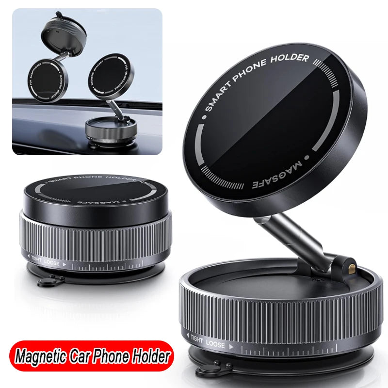 Vacuum Suction Magnetic Phone Holder with 360 Degree Rotation,Handsfree Magnetic Foldable Phone Mount for Car/Smooth Surface