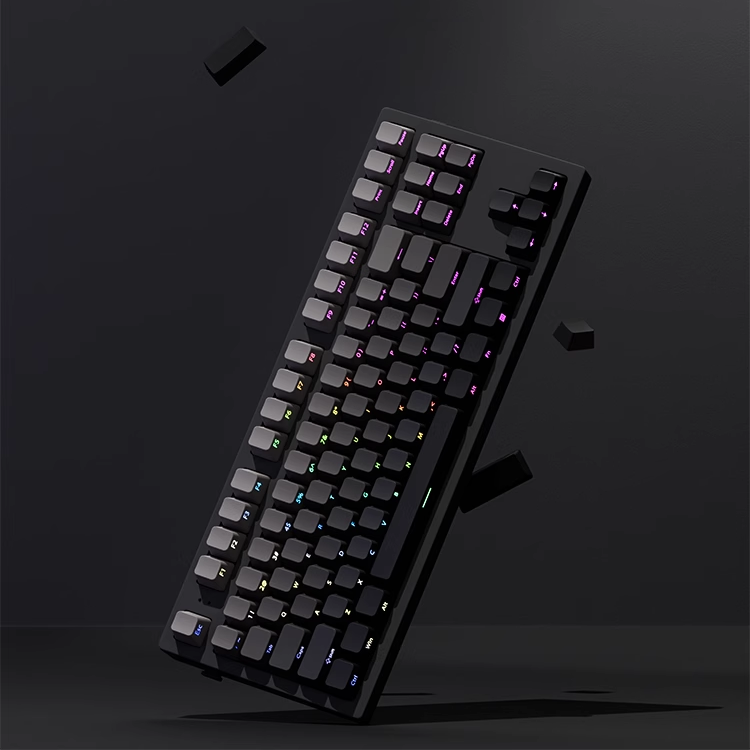 OEM Profile Gradient Black Grey Shine Through Keycaps PBT Double Shot Side Printed Keycap For Mechanical Gamer Keyboard Key Caps
