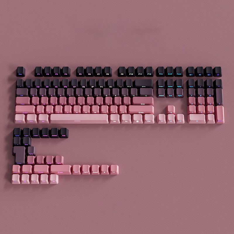 OEM Profile Gradient Black Grey Shine Through Keycaps PBT Double Shot Side Printed Keycap For Mechanical Gamer Keyboard Key Caps