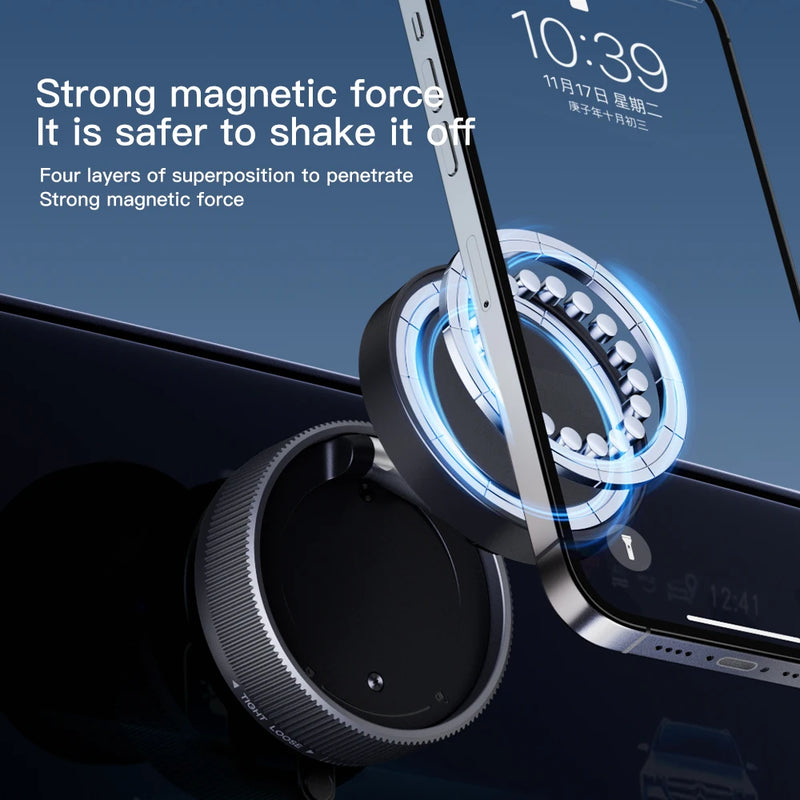Vacuum Suction Magnetic Phone Holder with 360 Degree Rotation,Handsfree Magnetic Foldable Phone Mount for Car/Smooth Surface