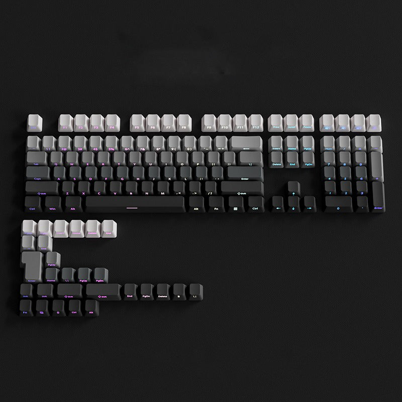OEM Profile Gradient Black Grey Shine Through Keycaps PBT Double Shot Side Printed Keycap For Mechanical Gamer Keyboard Key Caps