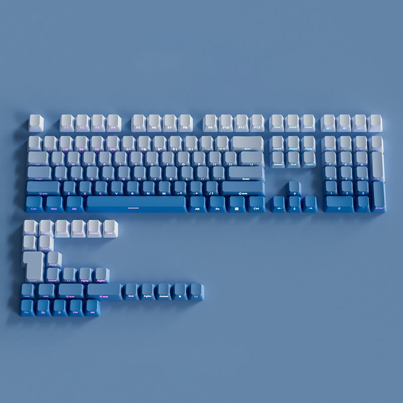 OEM Profile Gradient Black Grey Shine Through Keycaps PBT Double Shot Side Printed Keycap For Mechanical Gamer Keyboard Key Caps